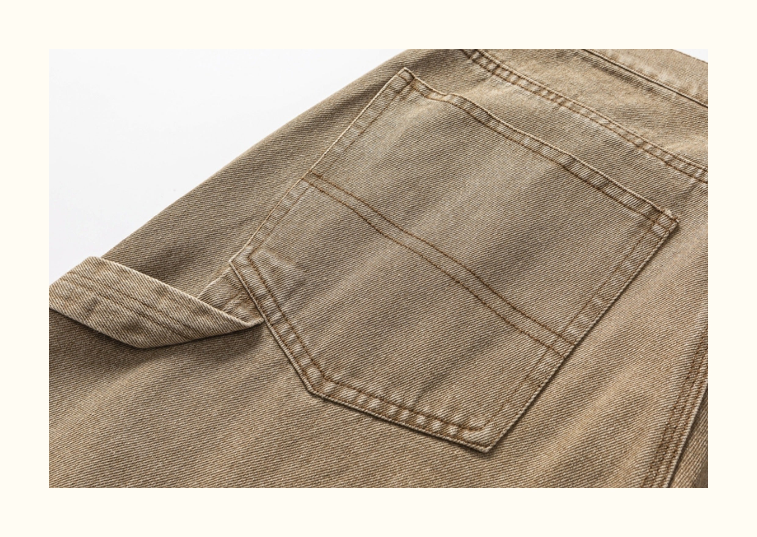 American retro fall/winter men's pants, heavyweight washed logging jeans, trendy straight-leg slacks, high street brown trousers