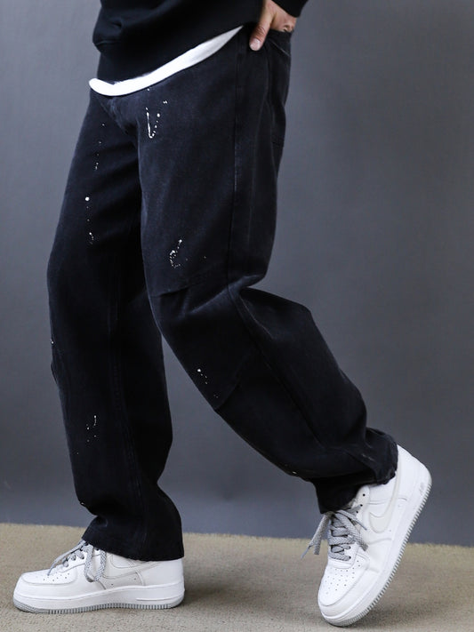 2025 American Retro Basic Wash Straight Pants Simple Retro Workwear Youth Black Design Casual Pants Men