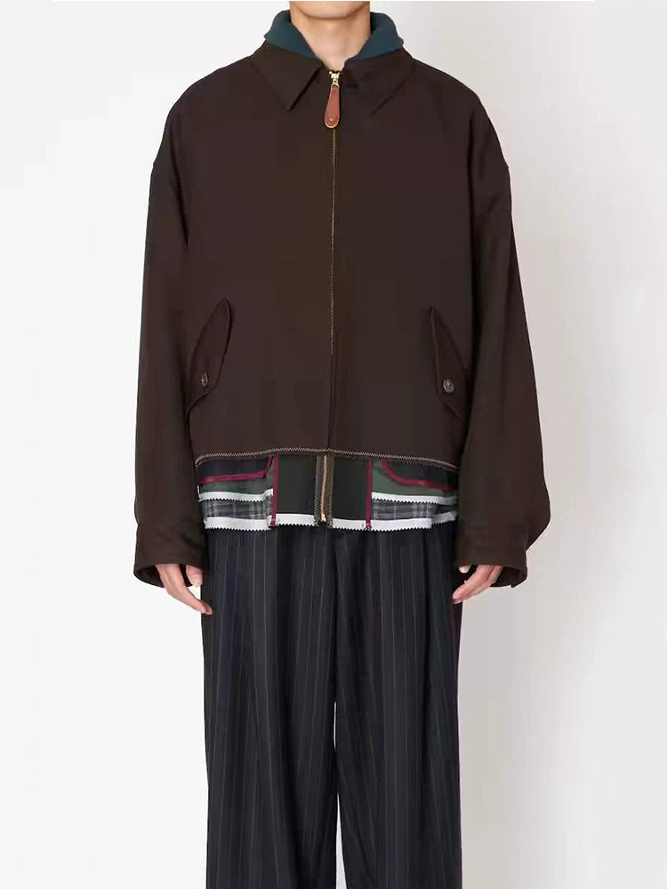 Japanese relaxed-fit layered-lapel wool tweed jacket