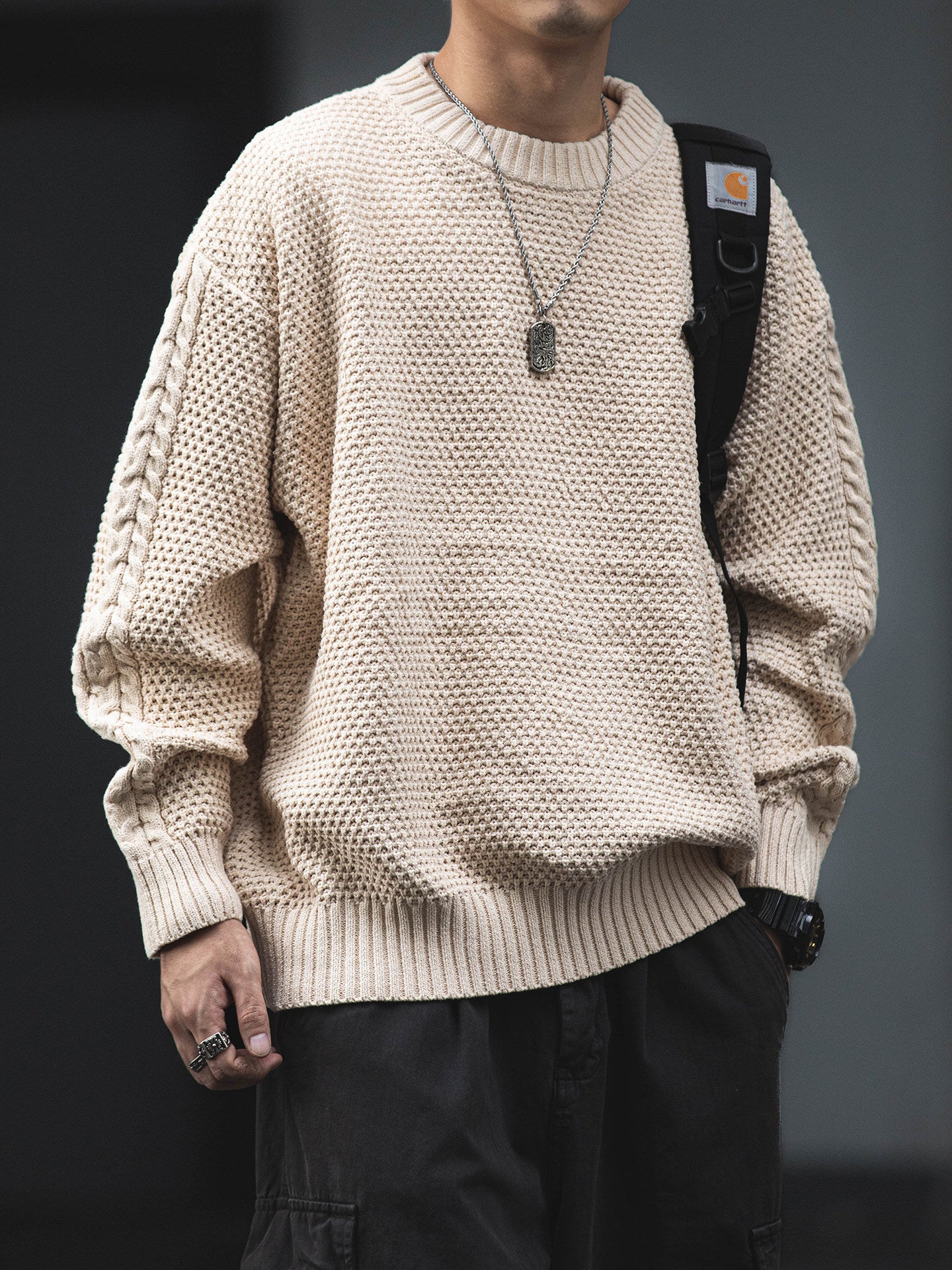 American Vintage Heavyweight Chunky Knit Pullover Sweater – Loose Unisex Autumn Winter – Japanese vintage | yamalin clothes | Yamalinclothes