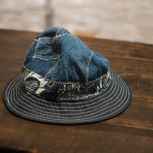 Embroidery hand-sewn patchwork bucket hat sunshade Japanese ragged hat for men and women