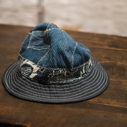 Handmade Embroidery Patchwork Bucket Hat – Japanese Indigo Denim Unisex Sun Hat – Japanese vintage | yamalin clothes | Yamalinclothes