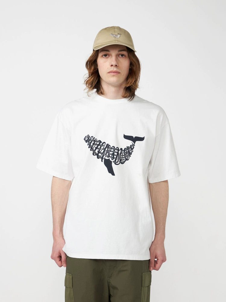 Nissan whale print short sleeve T-shirt for men and women trend loose casual T-shirt
