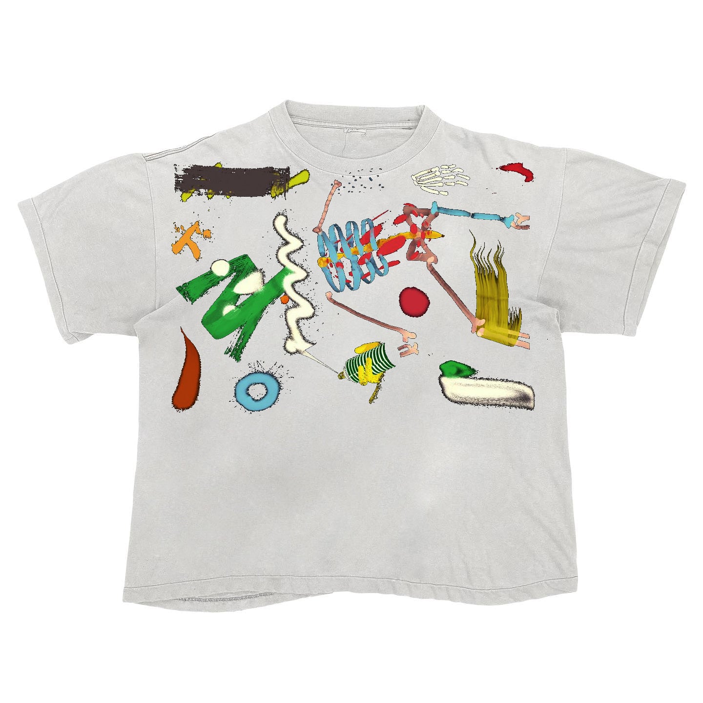 Pigment Tattoo Heavyweight distressed dirty decadent top retro spray painted small neckline short sleeve T-shirt