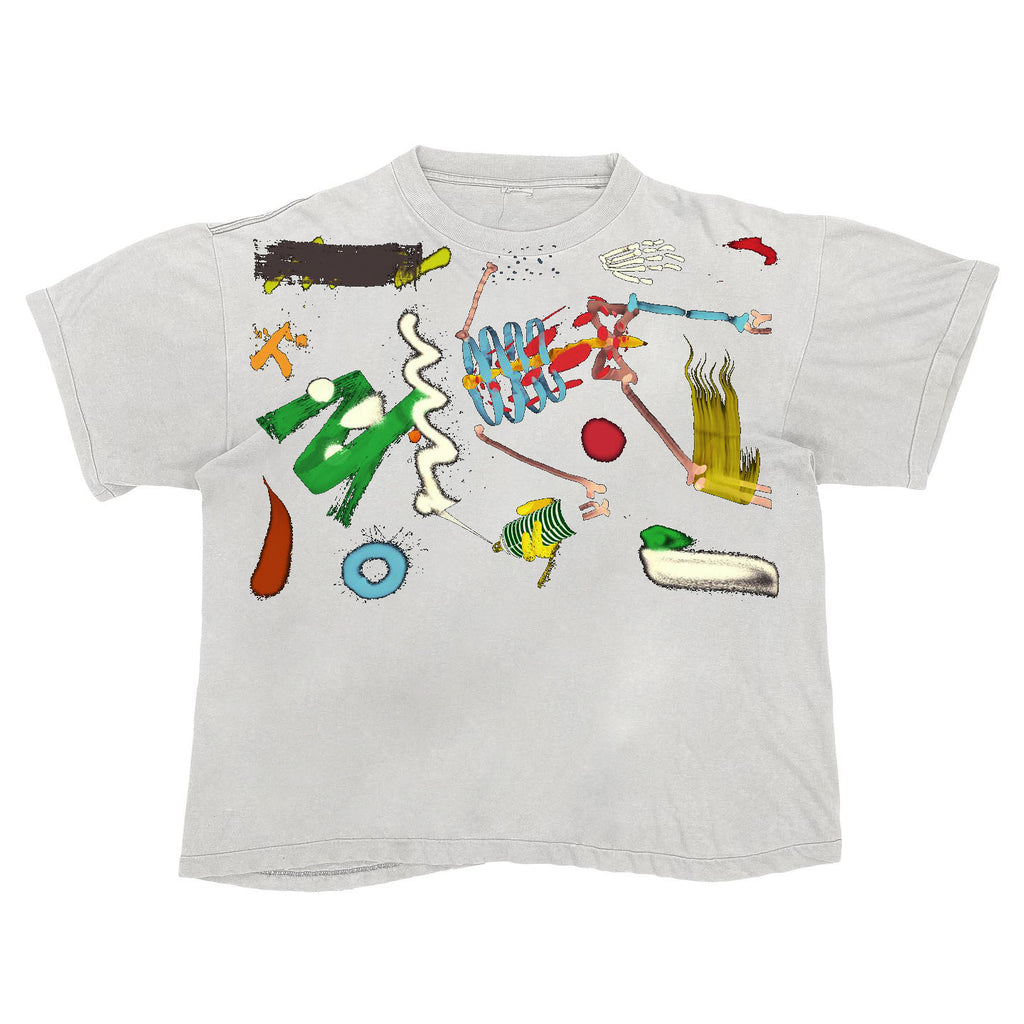 Pigment Tattoo Heavyweight distressed dirty decadent top retro spray painted small neckline short sleeve T-shirt