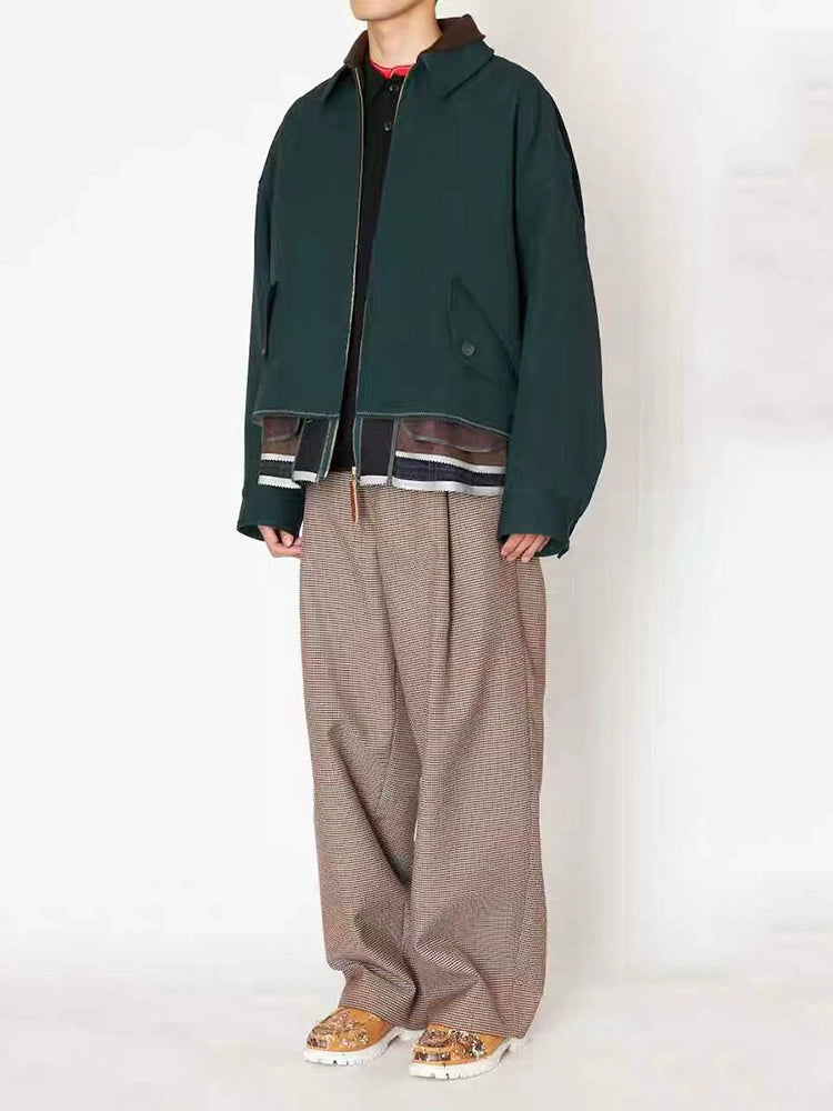 Japanese relaxed-fit layered-lapel wool tweed jacket