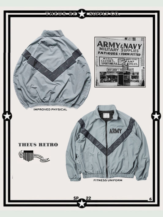 The correct version gray striped IPFU jacket American retro ARMY training suit quick-drying reflective loose jacket for men and women