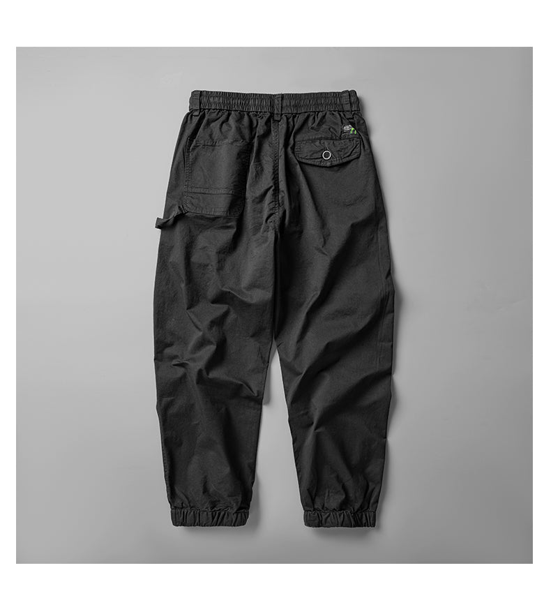 Japanese casual pants, men's spring pure cotton washed loose American overalls