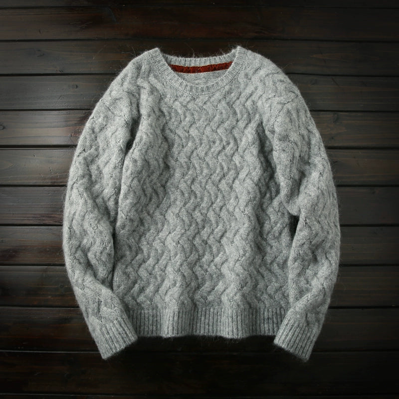 Rare and Heavyweight! 45% Wool + 38% Alpaca Wool Italian Order Men's Thick Crewneck Knitted Sweater for Winter