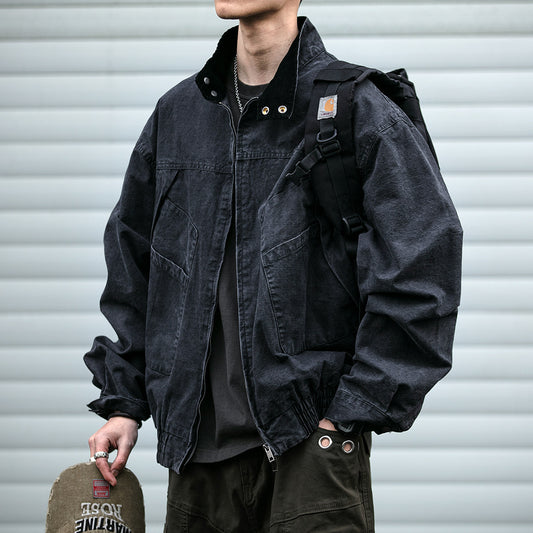 Japanese retro three-dimensional deconstructed design stand-up collar jacket men's clenafit loose hunting cargo jacket top trend