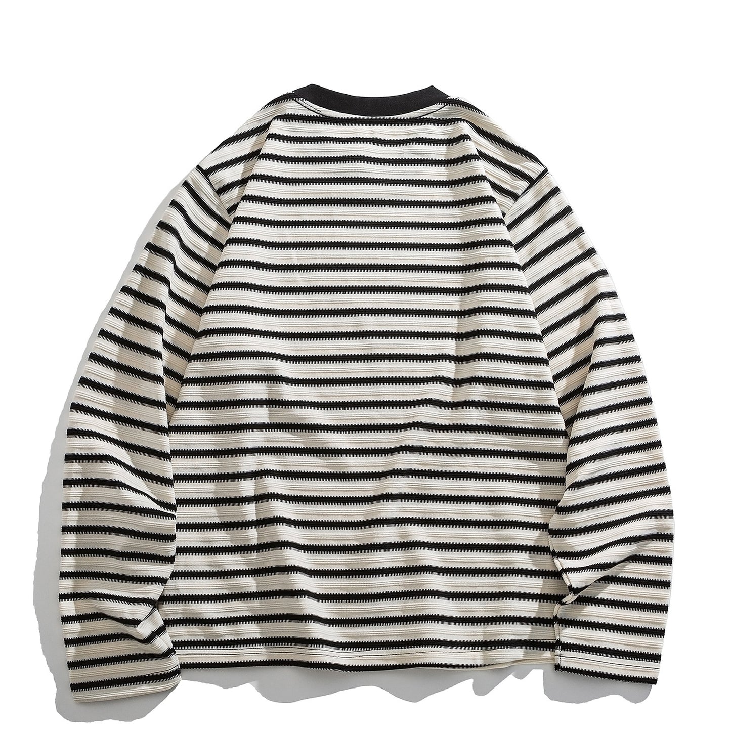 Japanese Vintage Textured Stripe Long-Sleeve T-Shirt – Relaxed Unisex Base Layer