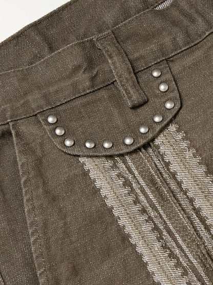 Independent kapital Kazuhiro Hirata style 25SS vertical stripe splicing retro casual loose trousers