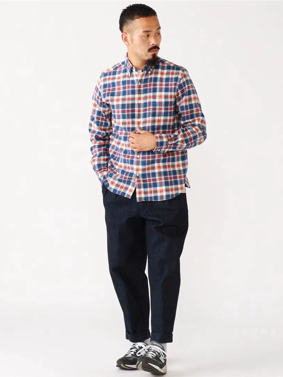 25SS Japanese retro denim primary color nine-point jeans for men loose casual tapered pants