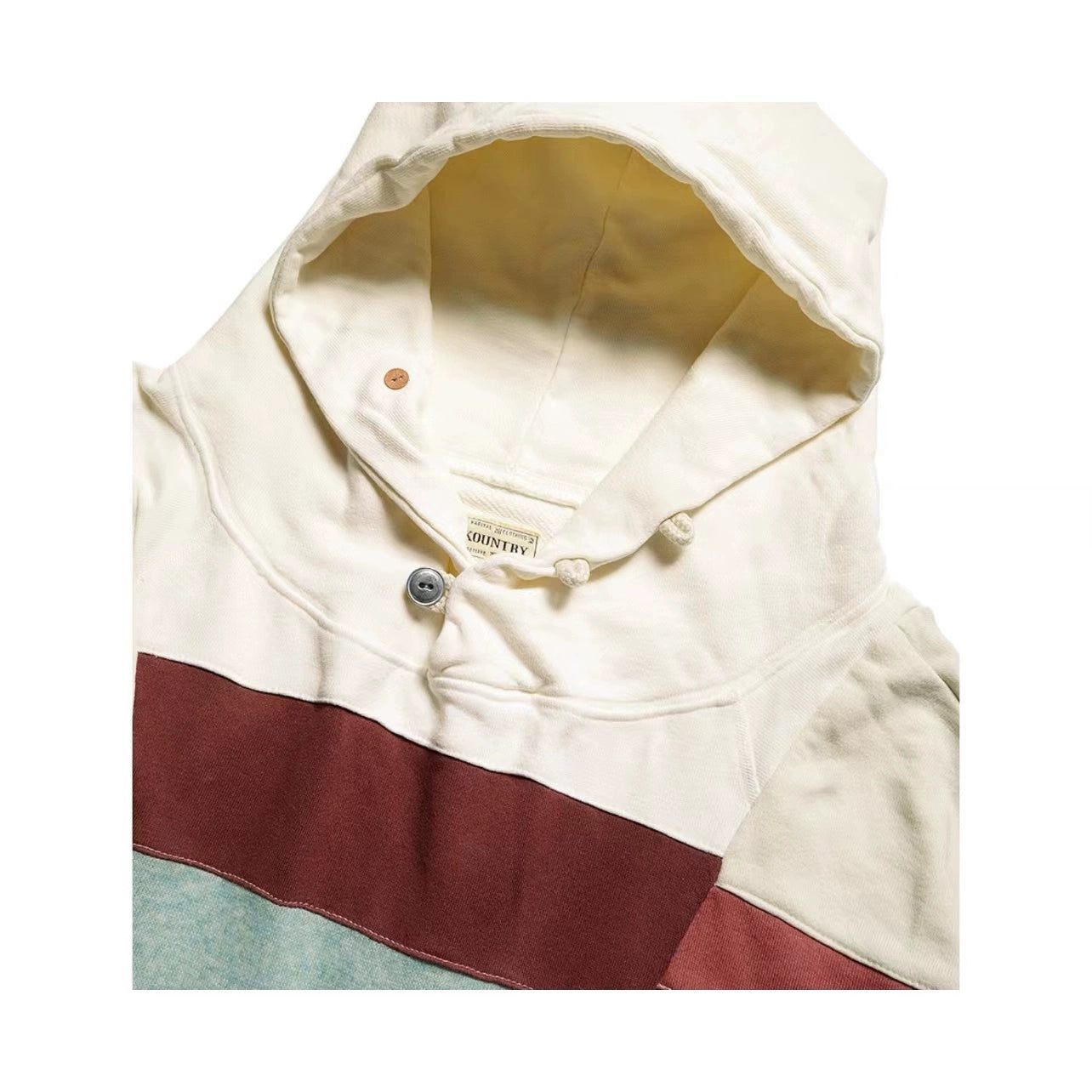 22AW Washed Cotton Ripped Striped Hooded Loose Sweatshirt