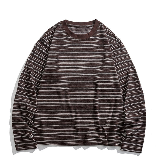 Japanese Vintage Stripe Long-Sleeve T-Shirt – Relaxed Unisex Base Layer Top – Japanese vintage | yamalin clothes | Yamalinclothes