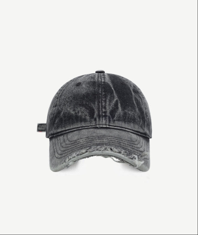Washed Distressed Denim Baseball Cap – Curved Brim Adjustable Unisex