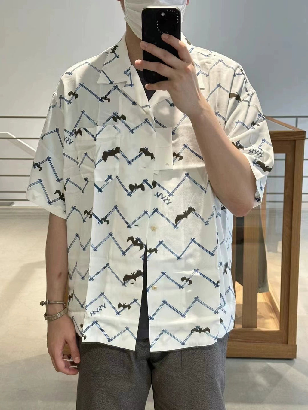 23SS COPA Nakamura Japanese couple casual Hawaiian bat short sleeve cardigan shirt