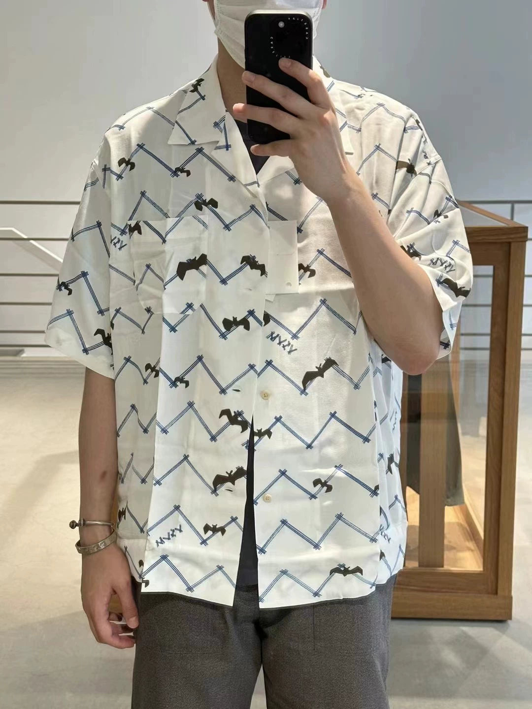 23SS COPA Nakamura Japanese couple casual Hawaiian bat short sleeve cardigan shirt