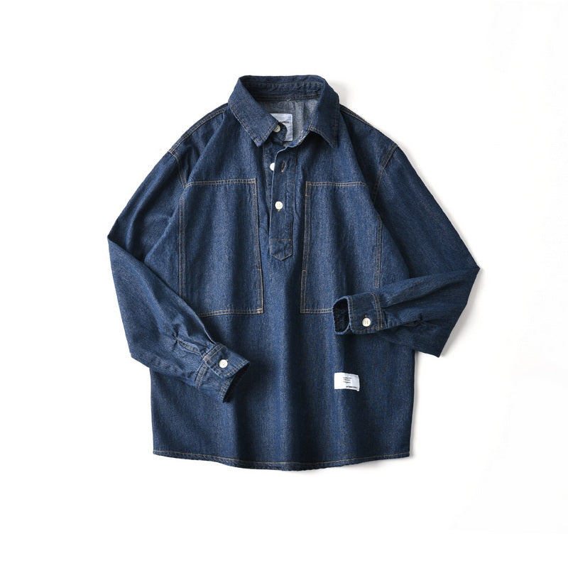 INS fashion brand pure cotton denim long-sleeved shirt