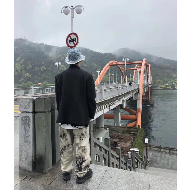 Old man and sea erosion fisherman hat denim retro sun hat complex denim fringe embroidery craft