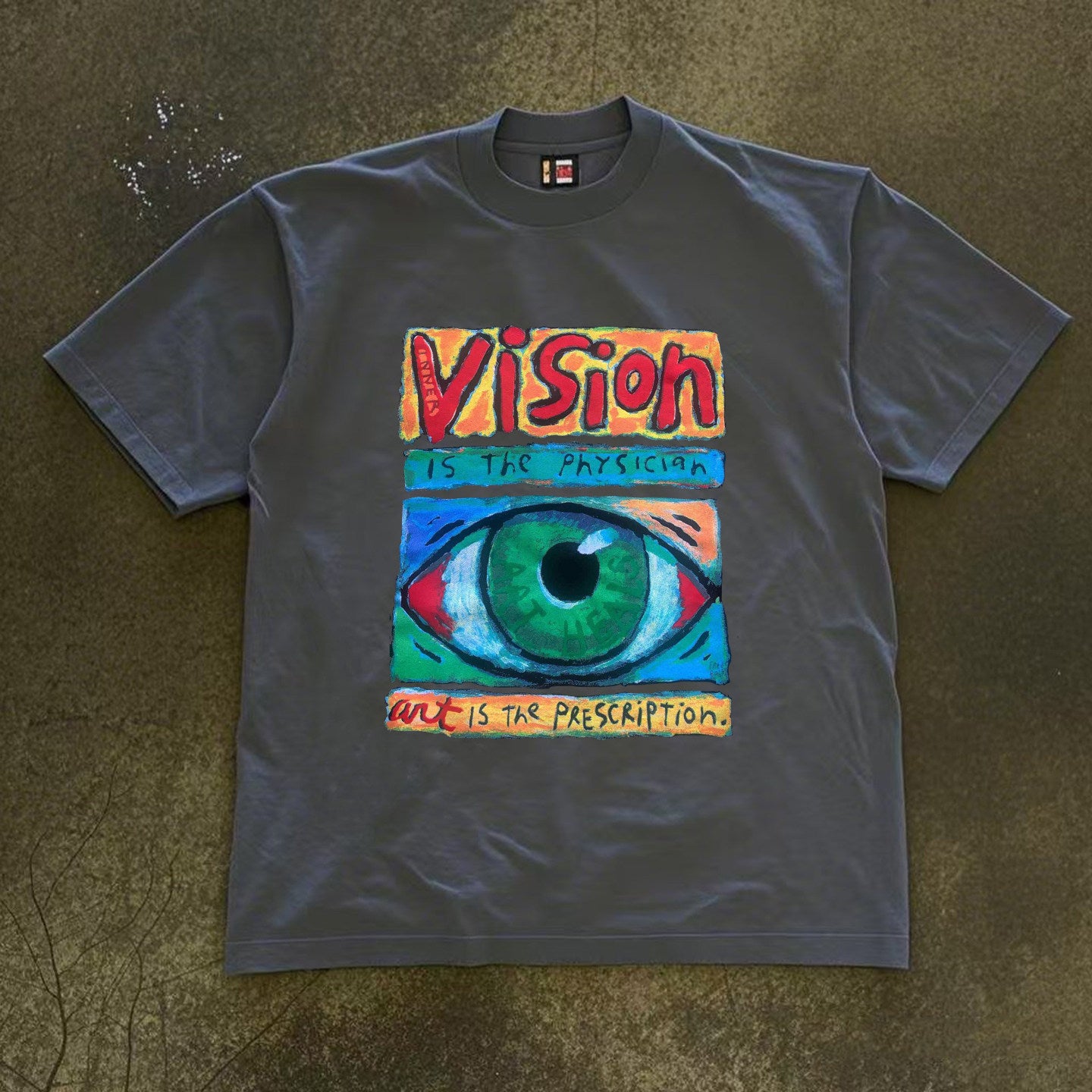 American Retro Eye Print T-Shirt - 260GSM Heavyweight Unisex Couple Short Sleeve Tee