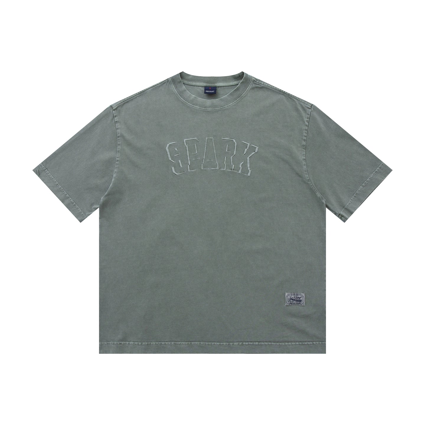 American retro embroidery round neck short sleeve t-shirt men's trend heavy 300G cotton top silhouette couple short tee