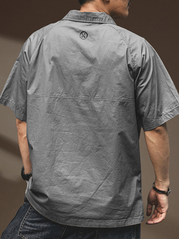 American Cotton Cargo Polo Shirt – Loose Retro Short Sleeve Men’s Summer Top – Japanese vintage | yamalin clothes | Yamalinclothes