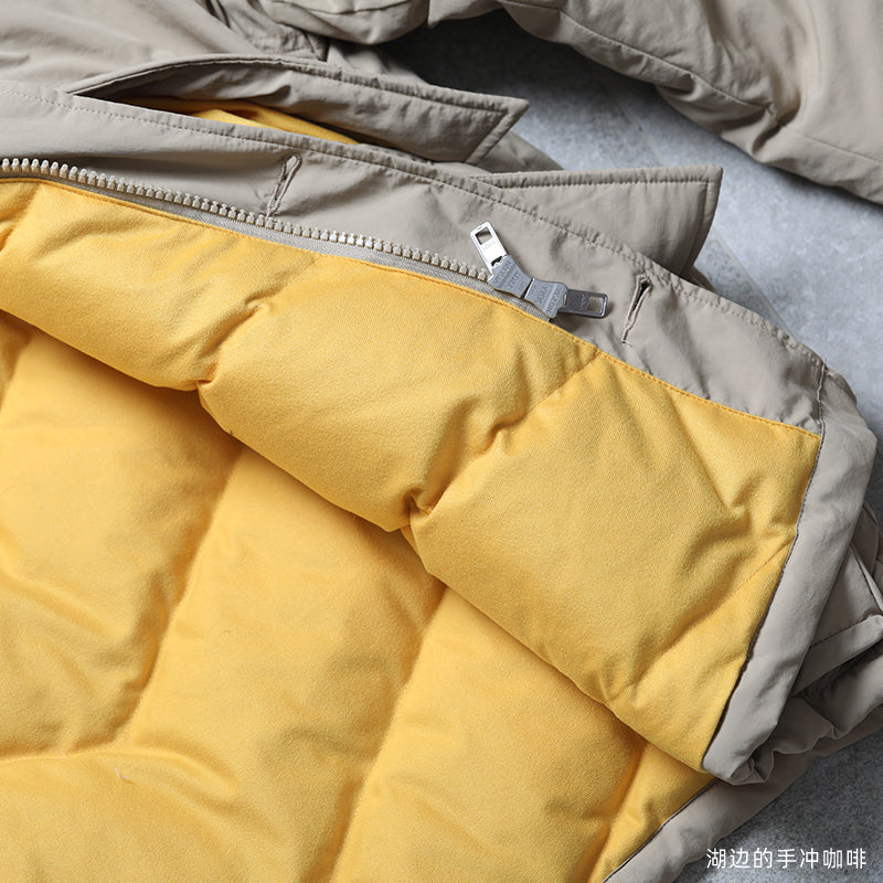 Japanese casual retro hunting suit corduroy collar and fleece inner down jacket thick to carry the cold