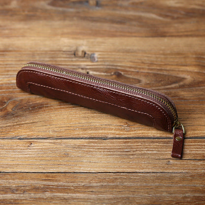 Vintage Top-Grain Cowhide Clutch Pouch – Unisex Leather Coin Bag
