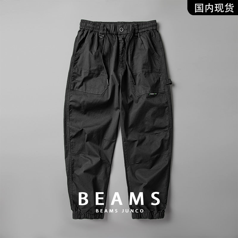 Japanese casual pants, men's spring pure cotton washed loose American overalls