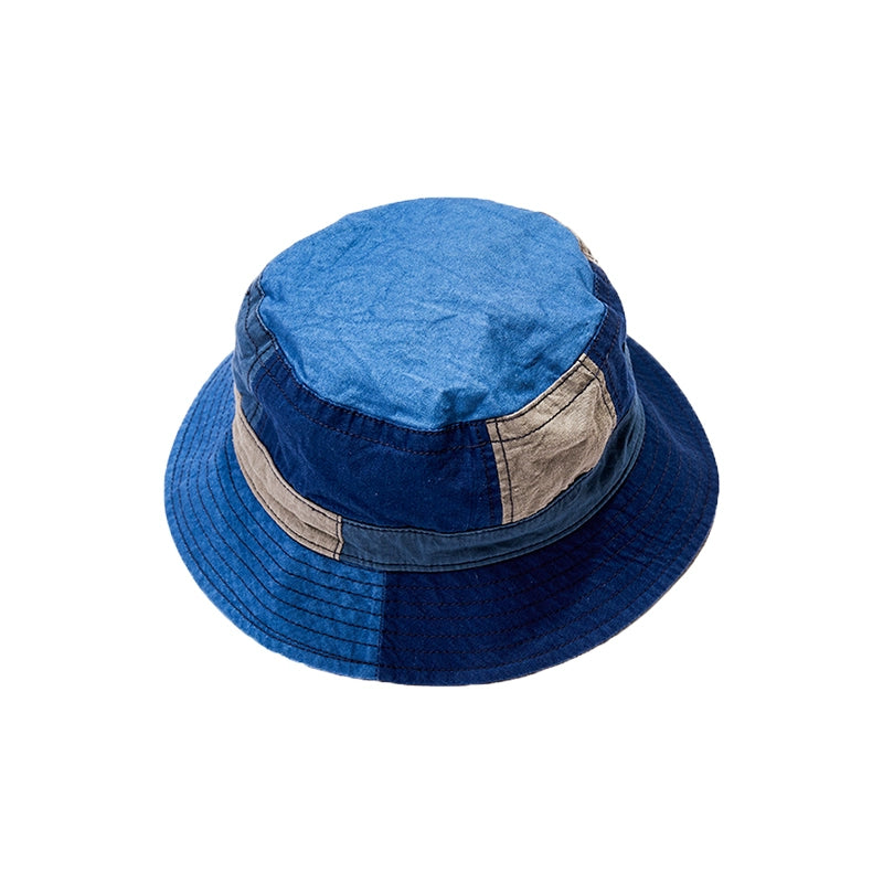 Handmade ancient method plant dyeing multi-plant dyeing splicing fisherman hat flat-top basin hat