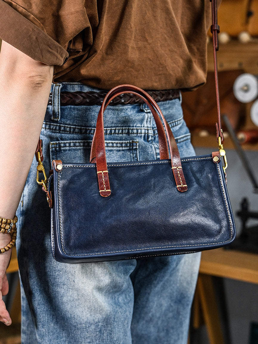 Vintage bags, niche soft leather handmade bags, leather small square bags, women's crossbody wide straps, top layer cowhide tote bags – Japanese vintage | yamalin clothes | Yamalinclothes