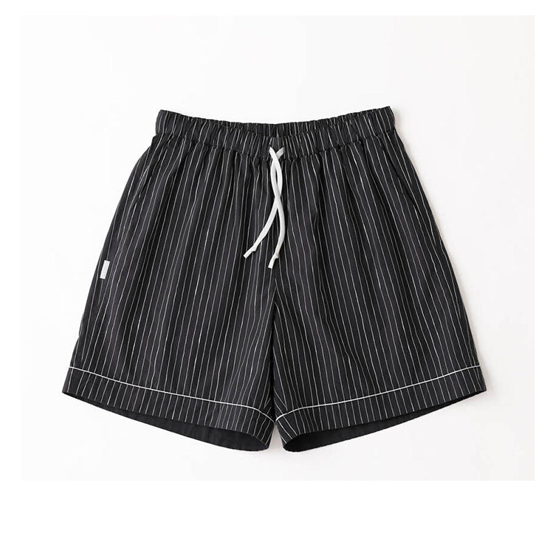 Japanese summer hand-painted stripes loose drawstring elastic trend casual sports shorts