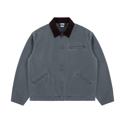 15oz Heavy Canvas Cargo Jacket – Washed Distressed Loose Oversized Streetwear