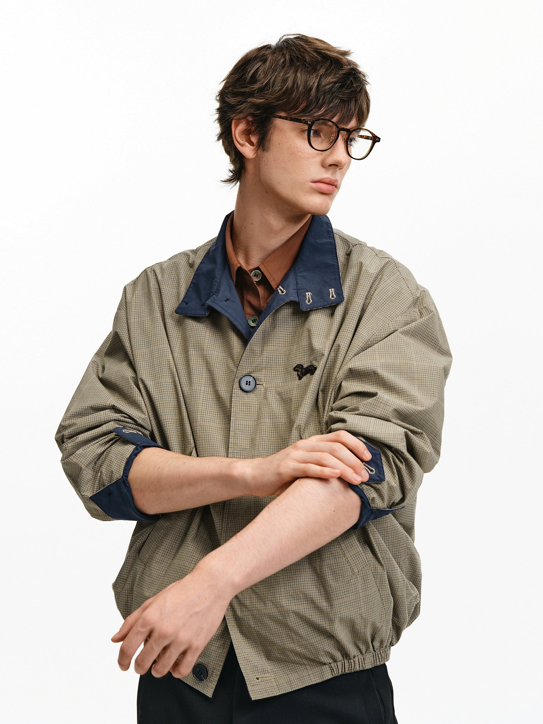 Plaid Structured Trench Coat – Retro Loose Contrast-Color (Unisex)