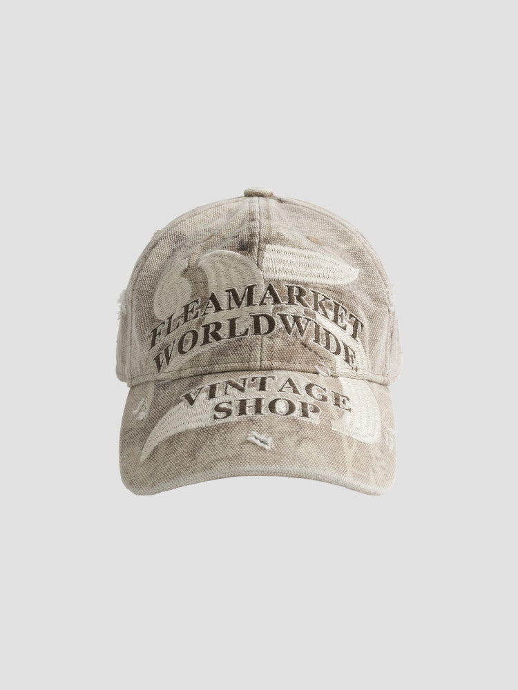 Washed Letter Embroidered Baseball Cap – Vintage Contrast Unisex – cap | japanese streetwear | vintage workwear | unisex | Yamalinclothes