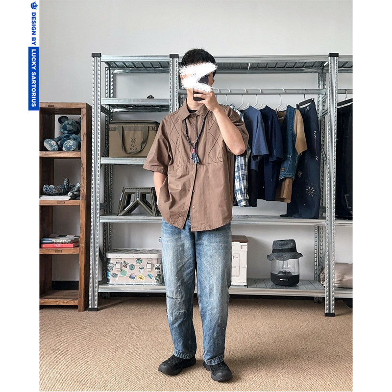 Japanese retro embroidery ethnic loose short-sleeved shirt