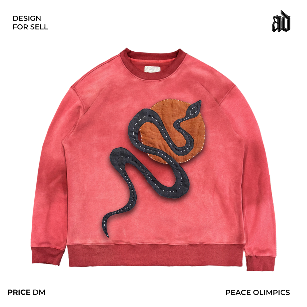 Original artist stickers! American retro made old unique no gender round neck sweater