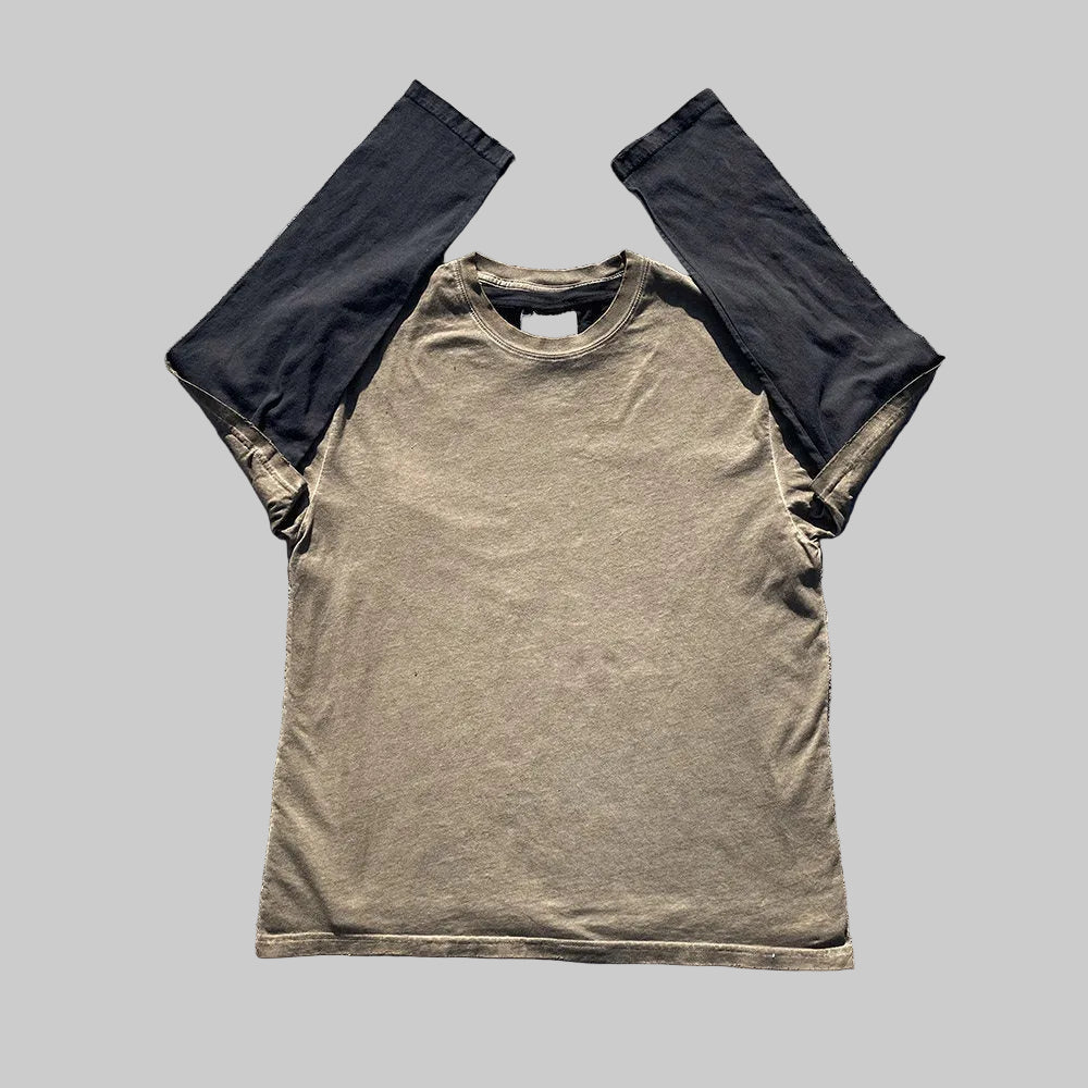 Two distressed trendy couple plus size loose college long-sleeved T-shirts – Japanese vintage | yamalin clothes | Yamalinclothes