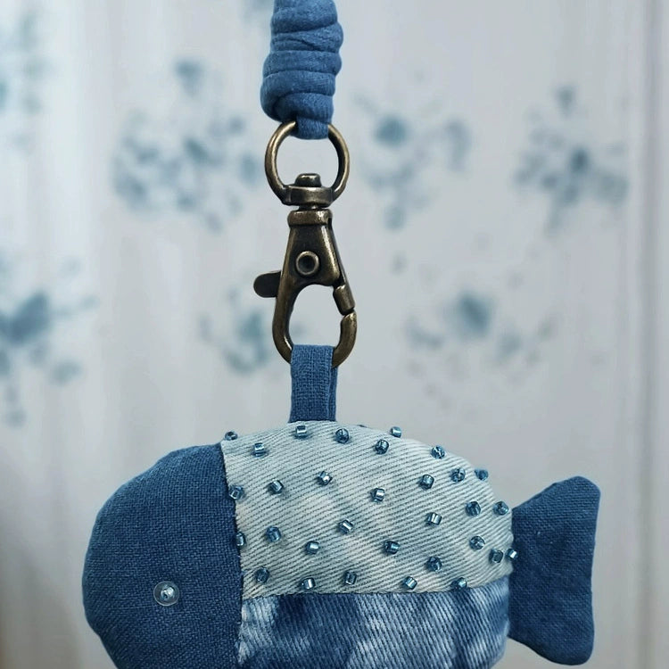 Retro literature and art forest tie-dye, blue dyeing cloth necklace, ethnic style, cotton and linen clothing, sweaters, bags, bag pendants, keychains