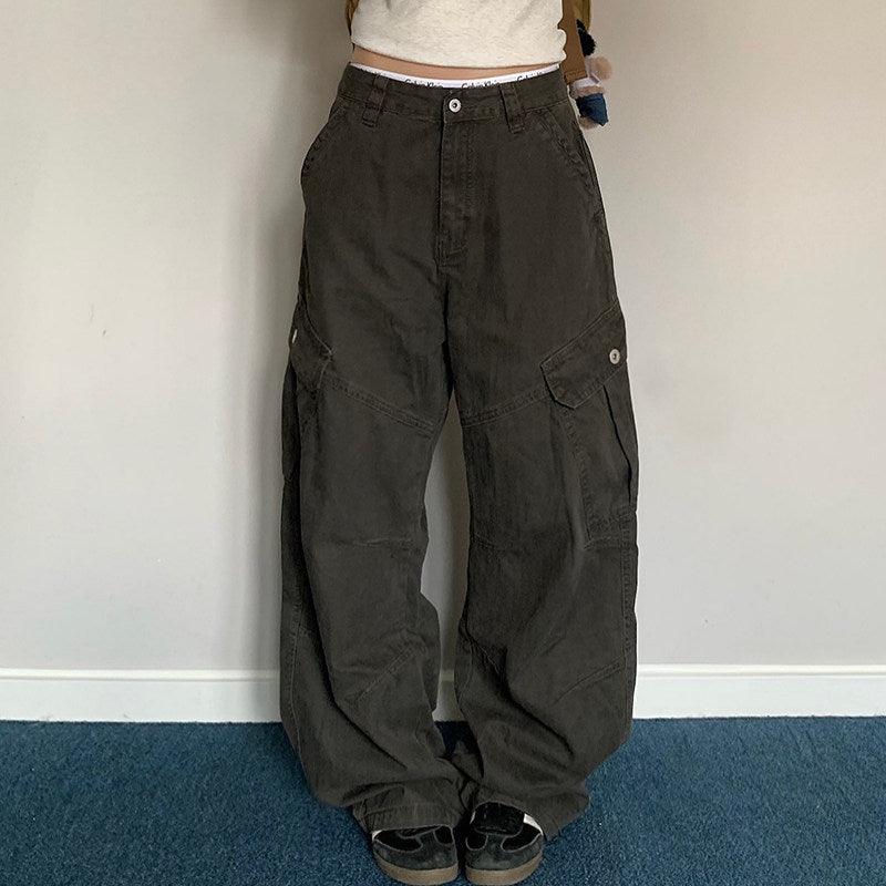 American Retro Multi-Pocket Cargo Pants – Wide-Leg Unisex