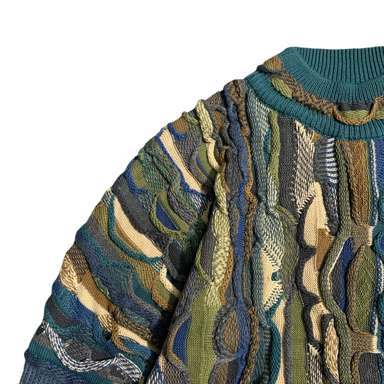 vintage Hirata and Hongfeng Heavy Industries bitter gourd pattern jacquard three-dimensional wave retro pullover sweater