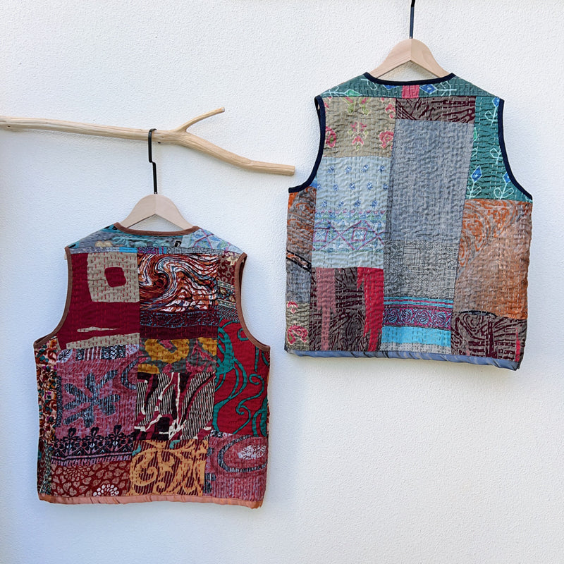 New Indian handmade thorn embroidery Indian silk vest with individual patchwork vest