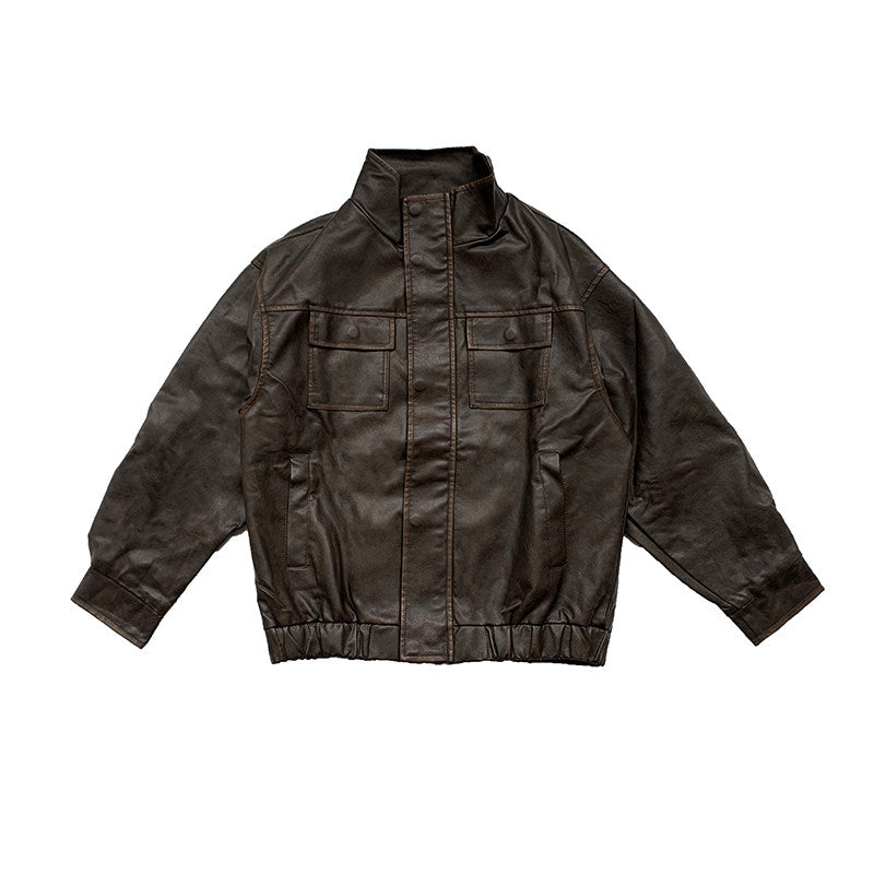 Lamb Fur Leather Jacket – Japanese Vintage Oversized Unisex