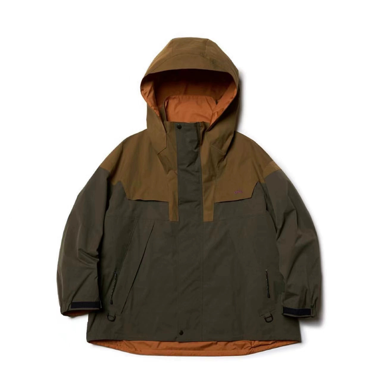 two-color Japanese color matching waterproof splicing skills stormtrooper hooded jacket