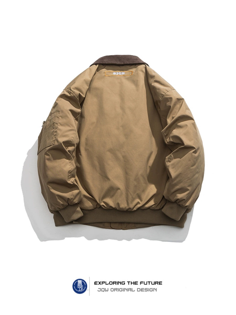 Vintage Corduroy Bomber Jacket – Embroidered Padded Baseball Style (Unisex)