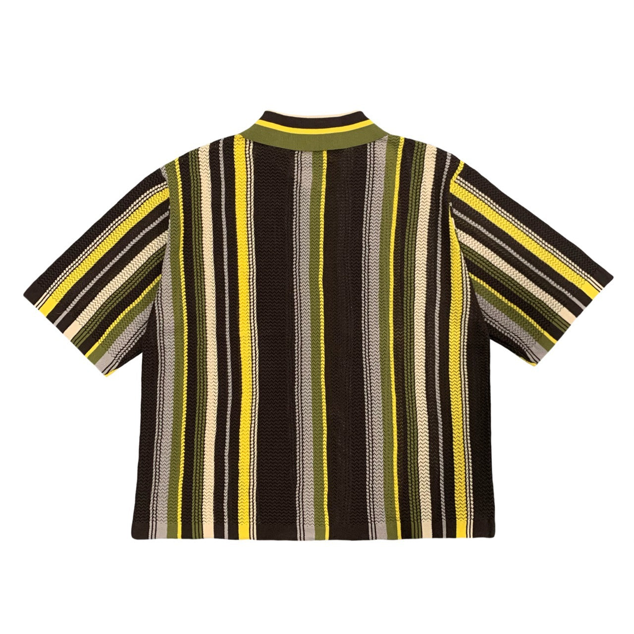 American vintage street cut-out knit shirt cardigan unisex cross-border plus size lapel stripes
