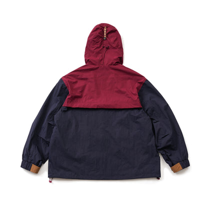 Japanese men's vintage color-block hooded outdoor windproof multi-pocket casual jacket for young men and women