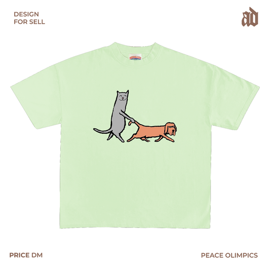 230G light shoulder round neck short sleeve T-shirt cat dog fun spoof funny funny funny childlike cute