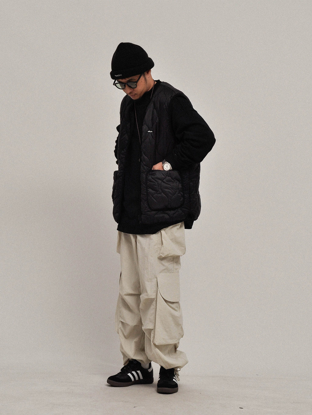 Quilting! Layering! In winter, Japanese lightweight outdoor liner cotton vest light and thin thermal vest jacket for men